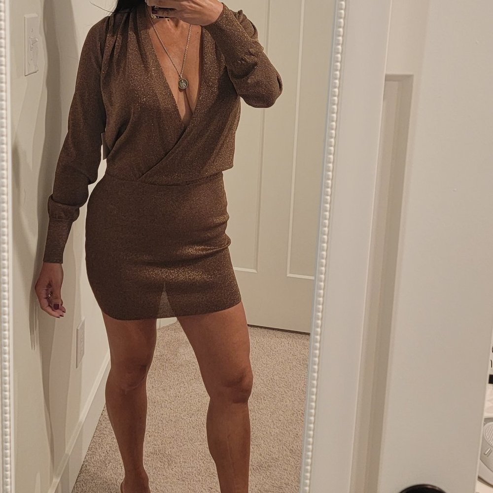 superdown Shimmering Brown Mini Dress